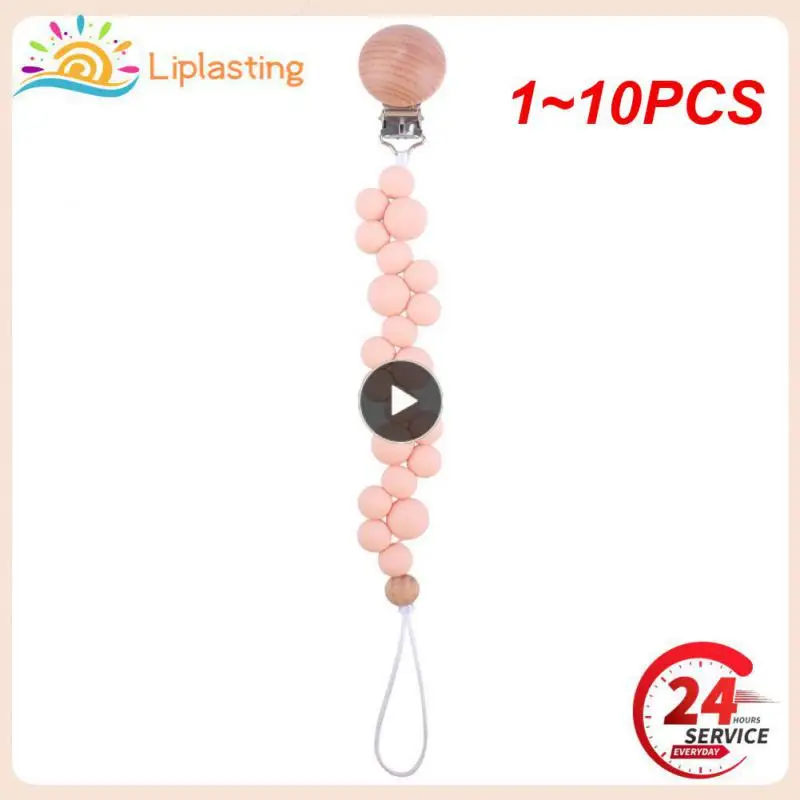 

1~10PCS Let's MakeBaby Pacifier Chain Food Grade Silicone Newborn Safety Teether Chews Beech Pacifier Clip Baby Stroller Pendant