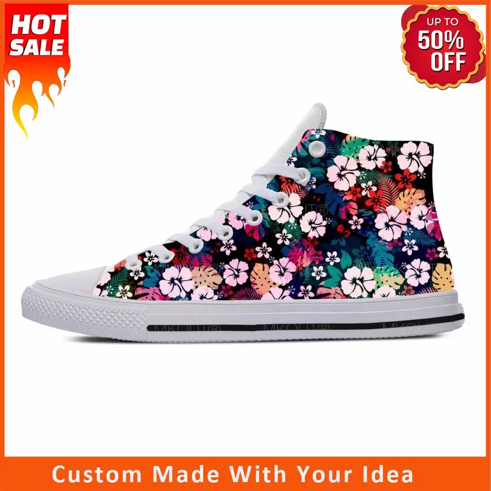 

Tropical Floral Flower Leaves Pattern Aesthetic Casual Cloth Shoes High Top Comfortable Breathable 3D Print Men Women Sneakers