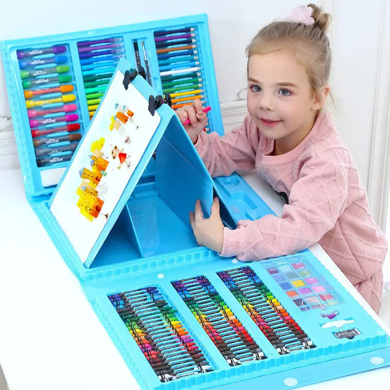 

Children's art painting watercolor pen set with double-sided drawing board for boys and girls gift art graffiti brush set for ch