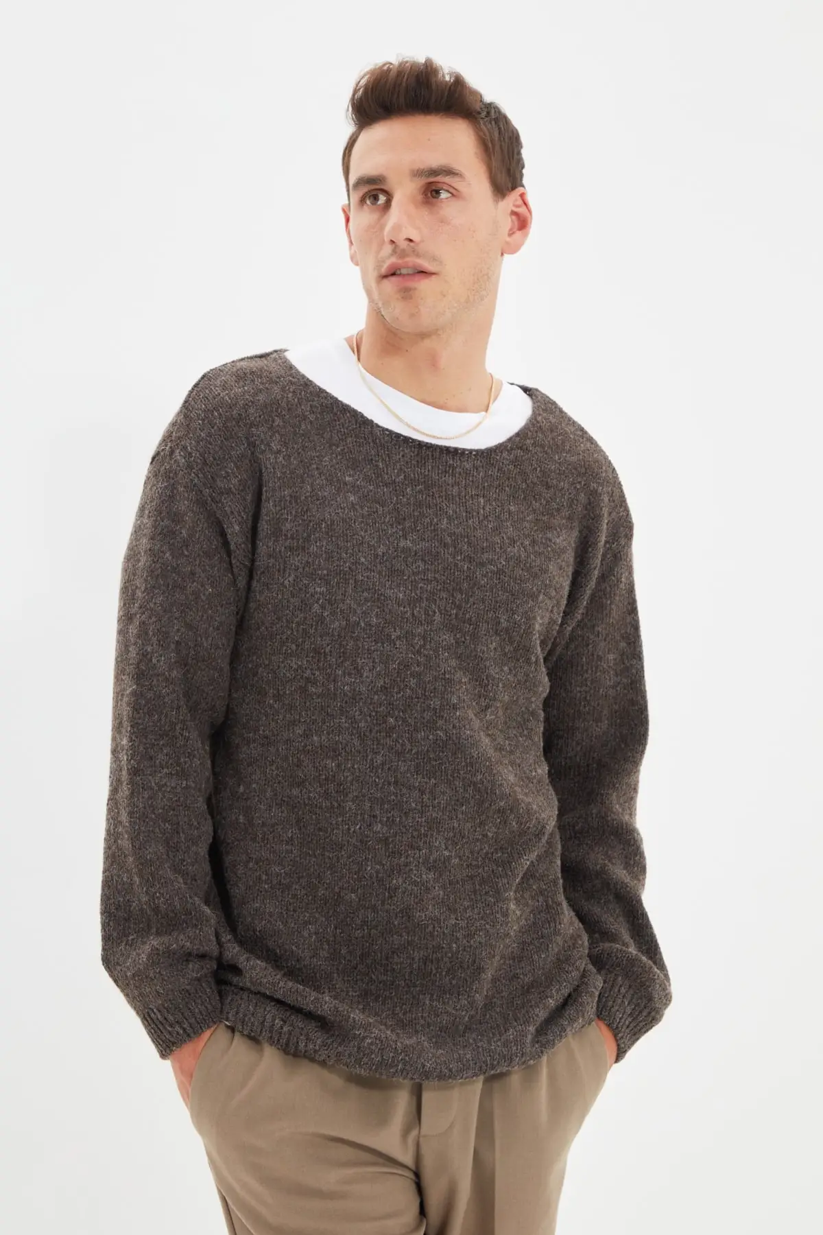 

Trendyol Men Oversize Wide Collar Knitwear Sweater TMNAW22KZ0292