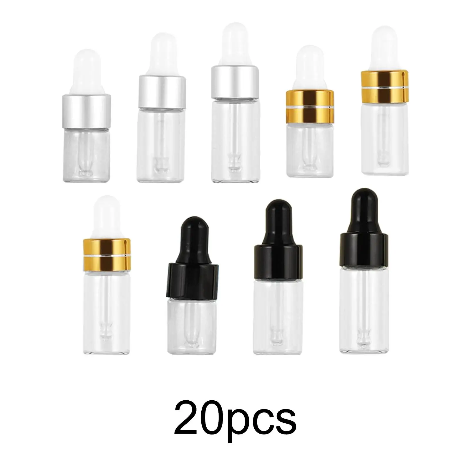 

20x glass Dropper Bottles with Eye Droppers Empty Dispenser Containers for Liquids Hair Oil Perfume Oils Body Oils