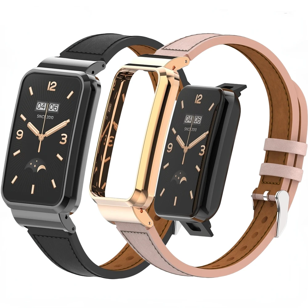 

Leather Strap + Metal Case for Xiaomi Mi Band 7 Pro Bracelet Smart Watch Replacement Wristband Correa for Mi Band 7 Pro Belt