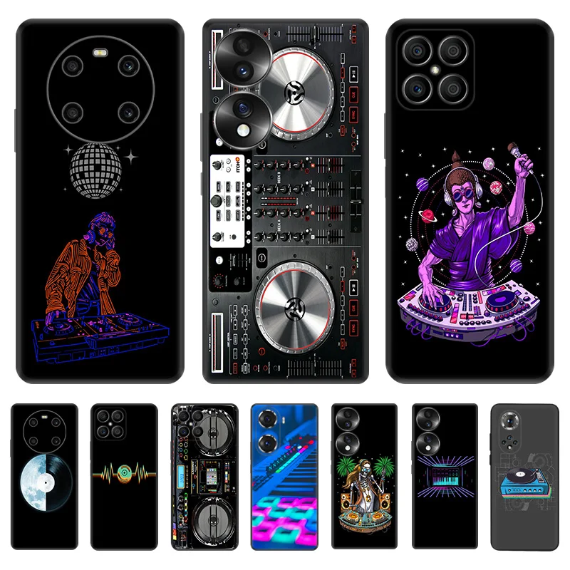 

Dj Art Music Matte Black Phone Case for Honor X8 X7 X9 X6 X40 20 30 i 50 60 SE 70 Pro Magic4 Lite Play 6T 9A 6C Silicone Cover