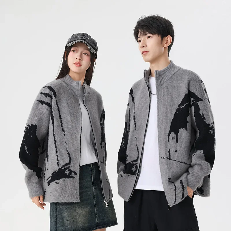 Высококачественный свитер-кардиган с градиентной вышивкой для парикмахера