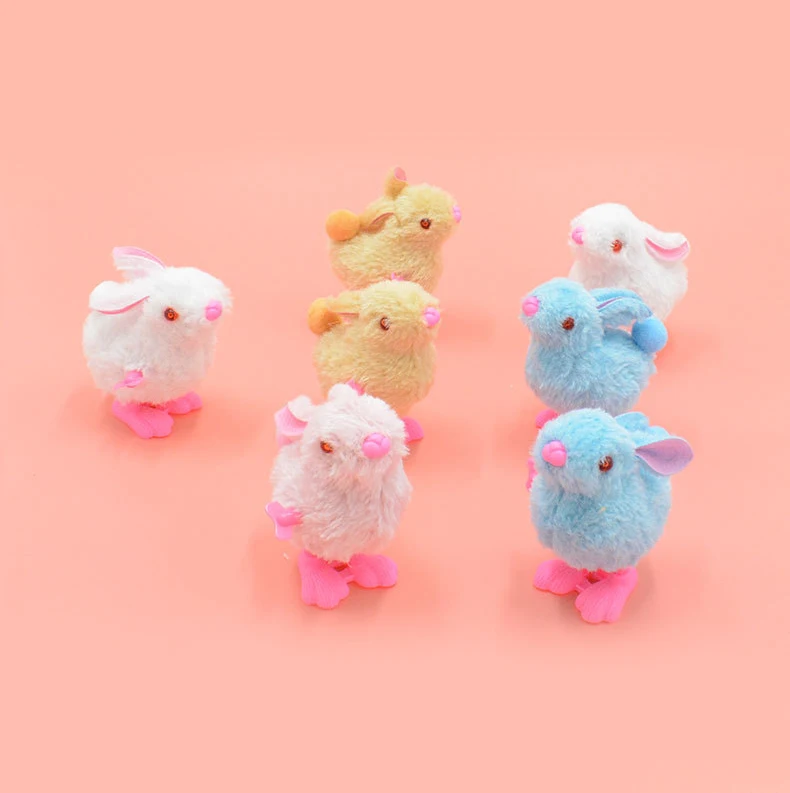 Clockwork Rabbit Animal Plush Stuffed Rabbit Toy Cartoon Animal Jumping Rabbit Children Baby Puzzle Clockwork Toys Kids Gift