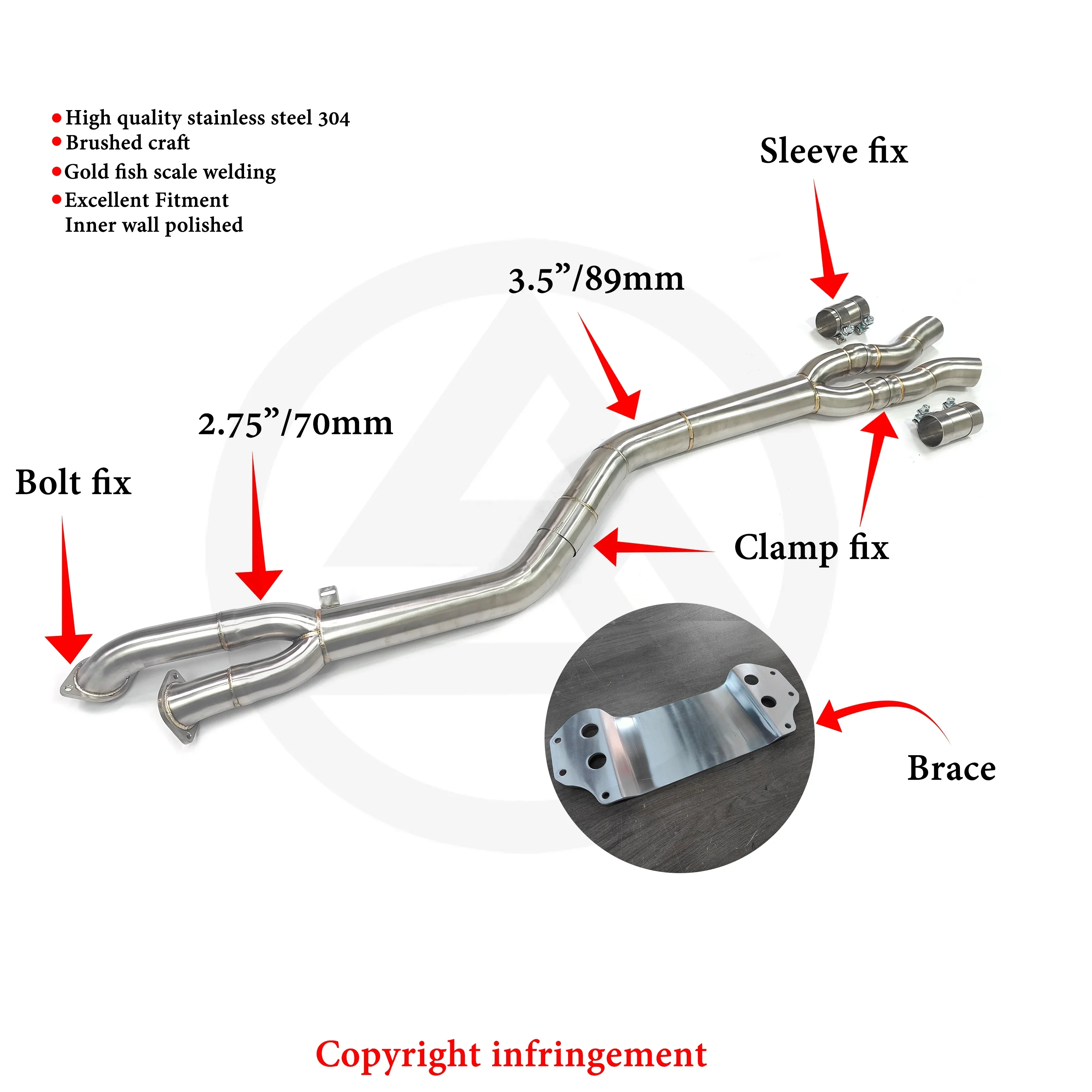 Оптовая продажа с фабрики CSZ 89 мм Одиночная средняя труба из нержавеющей стали