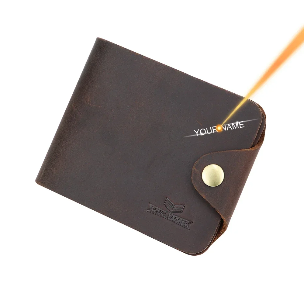 Мужской короткий кошелек из натуральной воловьей кожи в стиле ретро