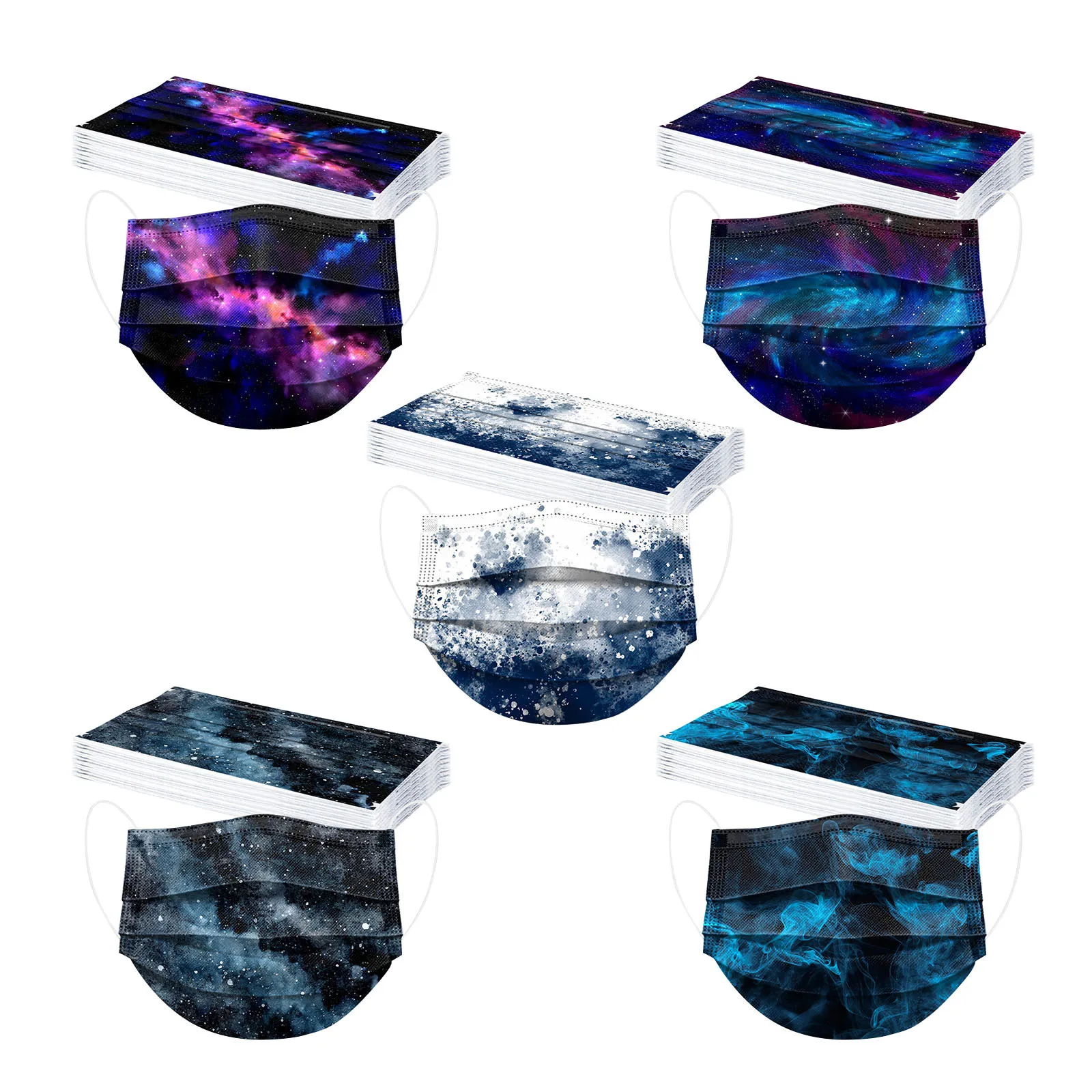 Маска одноразовая трехслойная Нетканая с градиентным переходом цвета 10/50 шт. |