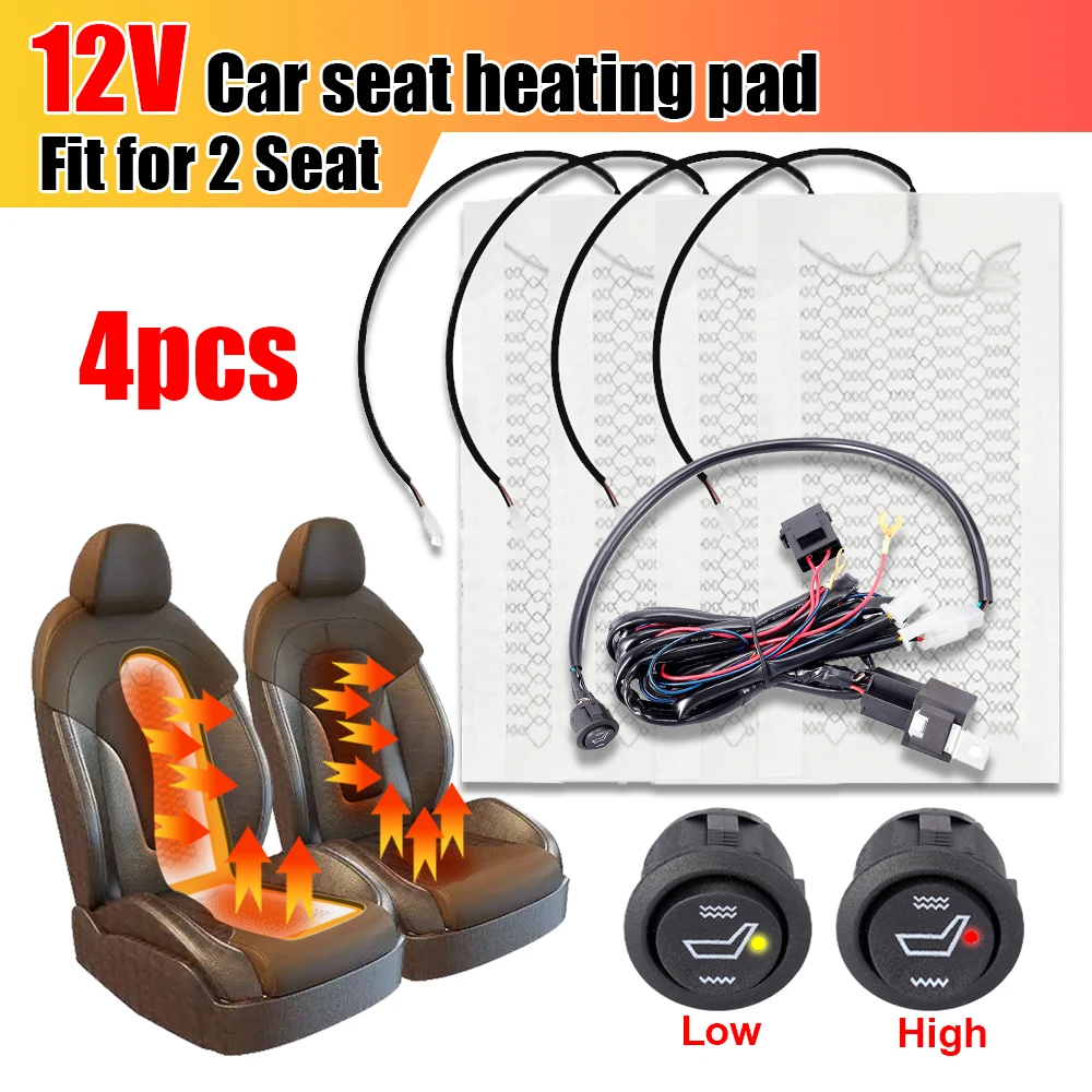 

12V 2/4Pcs Seats Car Seat Heating Pad Carbon Fiber Heated Seat Heater heating Pads 2 5 6 Level Switch Winter Warmer Seat Covers