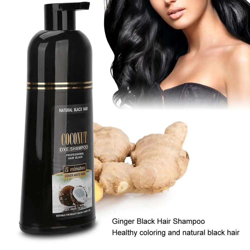 

1pcs 500ml Coconut Ginger Shampoo Fast Black Hair Dye Coloring Nourishing Shampoo Hair Care Tool Hair Darkening Shampoo Bar