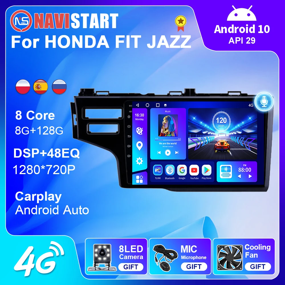 

NAVISTART Android 10 Car Radio for Honda Fit Jazz 2014-2017 Multimedia Player 2Din Car Radios Stereo Navigation GPS DVD player