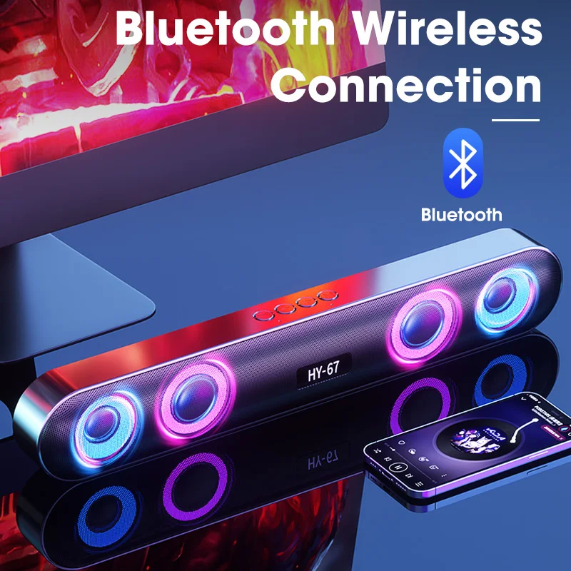 

Саундбар для ПК беспроводной 6D объемный динамик Bluetooth 5,0 Домашний проводной компьютер стерео сабвуфер звуковая панель для ПК ноутбука театр...