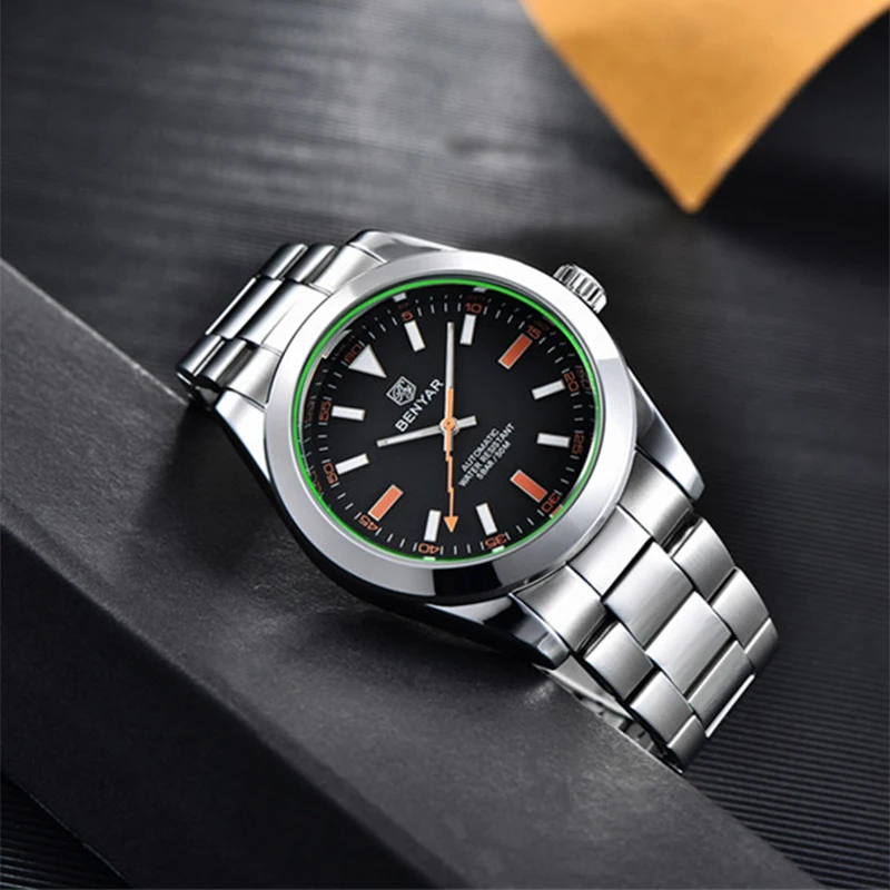 BENYAR Mens Watch  Automatic Mechanical Watch New Calendar Waterproof Watch Fashion Design Luxury Brand Sports Men's Accessories