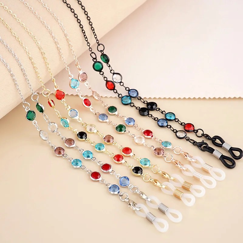 

Fashion Glasses Chain Colorful Crystal Bead Eyeglass Holder For Women Eye Accessories Eyewear Straps Cord Sunglasses String Gift