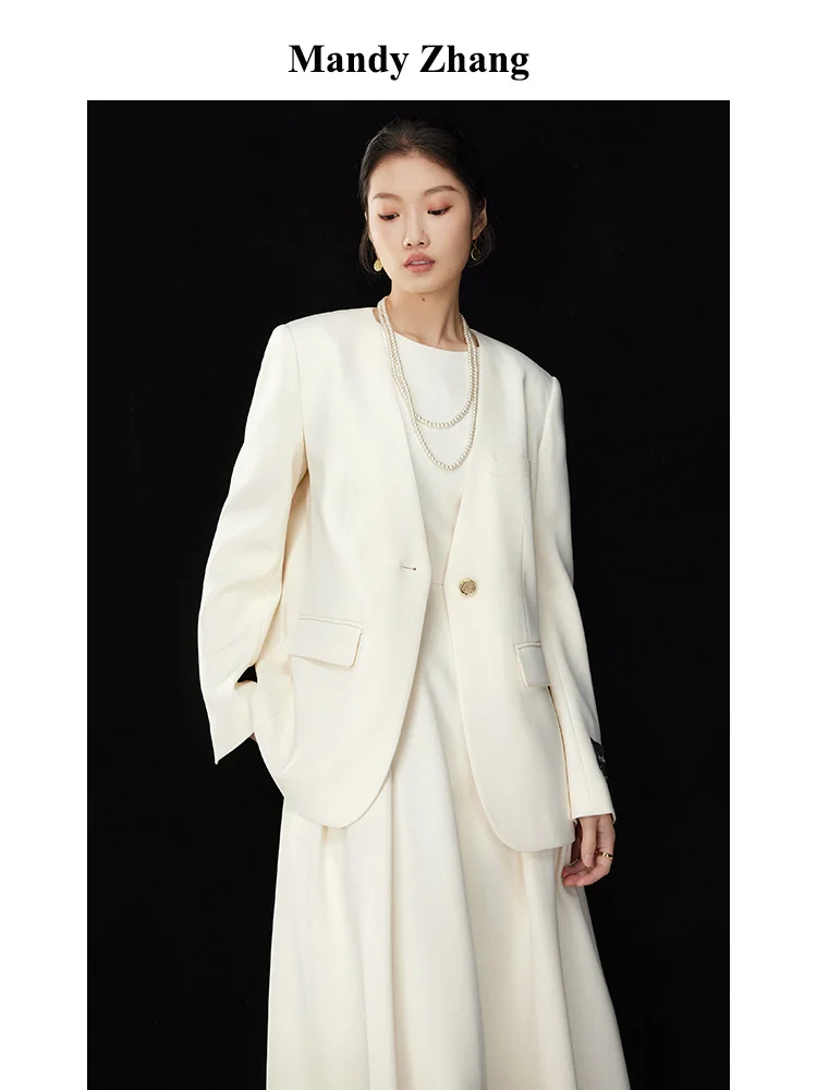 Тяжелый жаккардовый Блейзер Хепберн без воротника