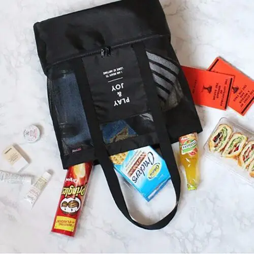 2023 New High Capacity Women Mesh Transparent Bag Double-layer Heat Preservation Large Picnic Beach Bags