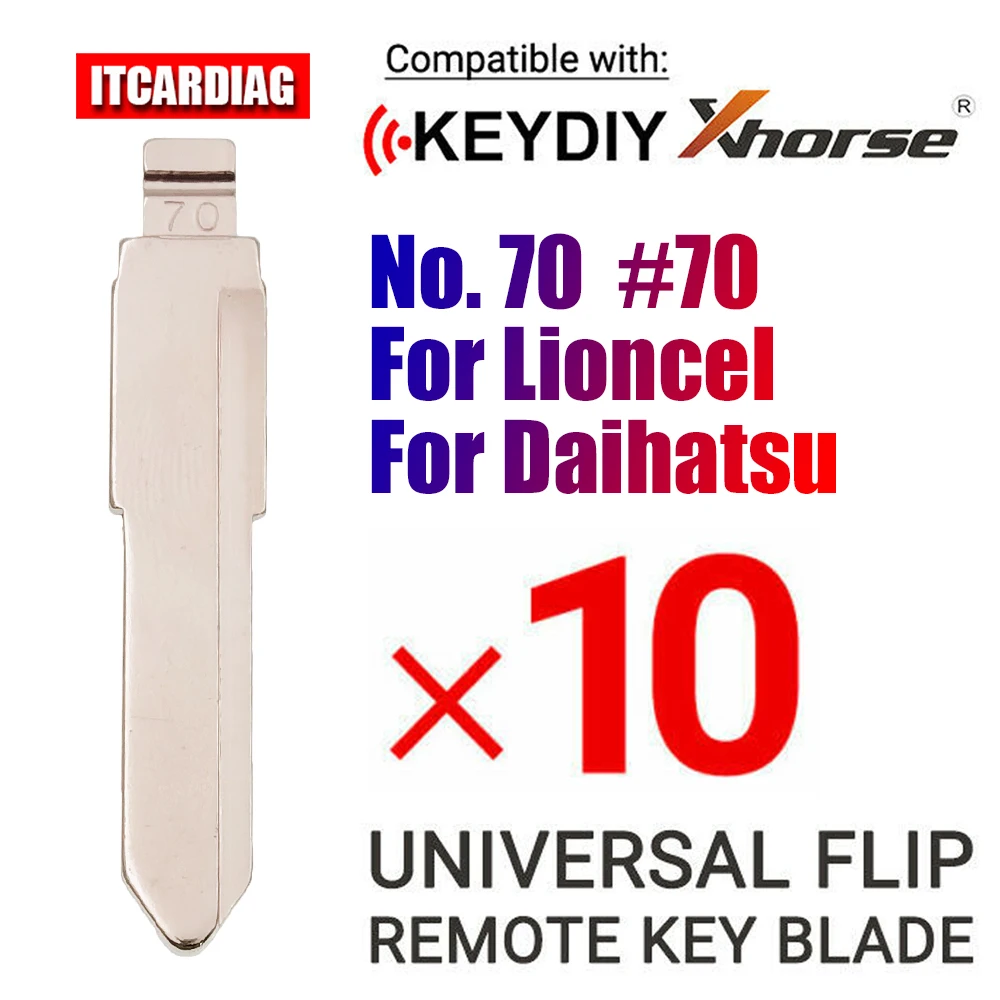 

10Pcs/Lot #70 Metal Blank Uncut Flip KD Remote Key Blade For Xhorse Type for Lioncel for Daihatsu NO. 70 Blade