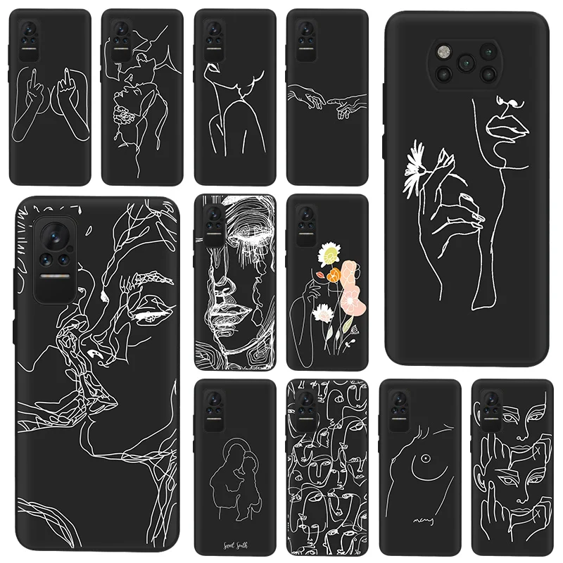 

Abstract Girl Kiss Flower line Art Phone Case For Xiaomi Poco X3 Pro M3 Mi Civi X3 NFC F3 GT F1 9 8 A2 Lite CC9 9T Redmi10 Cover