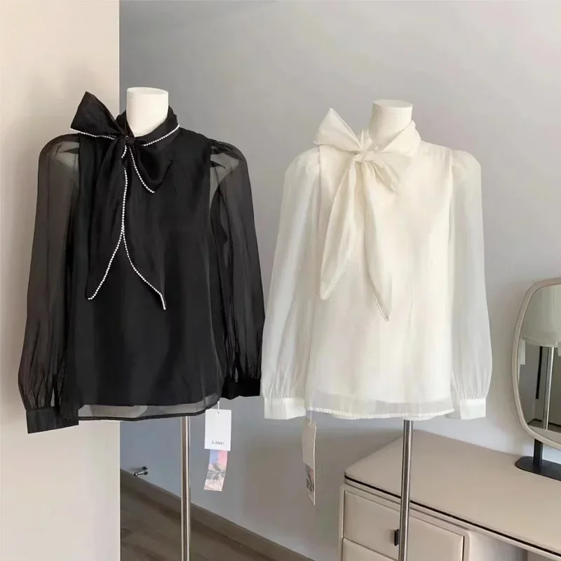 2024 весенняя новая женская одежда рубашка французской системы Никеба элегантный