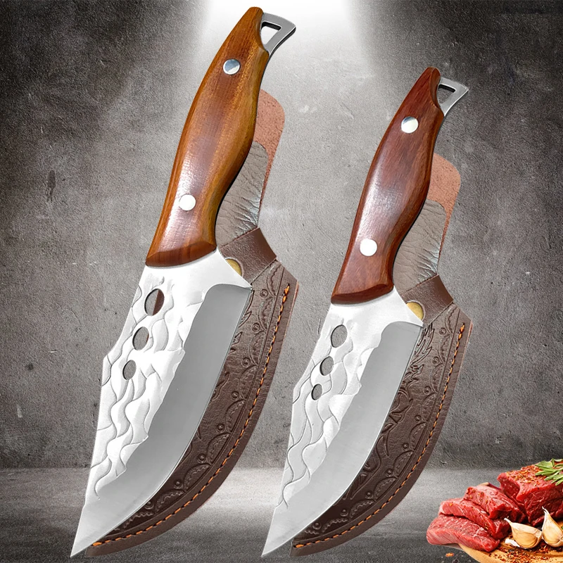 

Stainless Steel Kitchen Knives Meat Cleaver Forged Boning Knife Outdoors Barbecue Camping Fishing Butcher Knife with Sheath