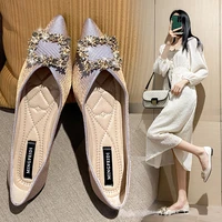 large size 42 43 women pumps 2022 autumn female office shoes metal decoration solid ladies daily low high heels wedding shoes