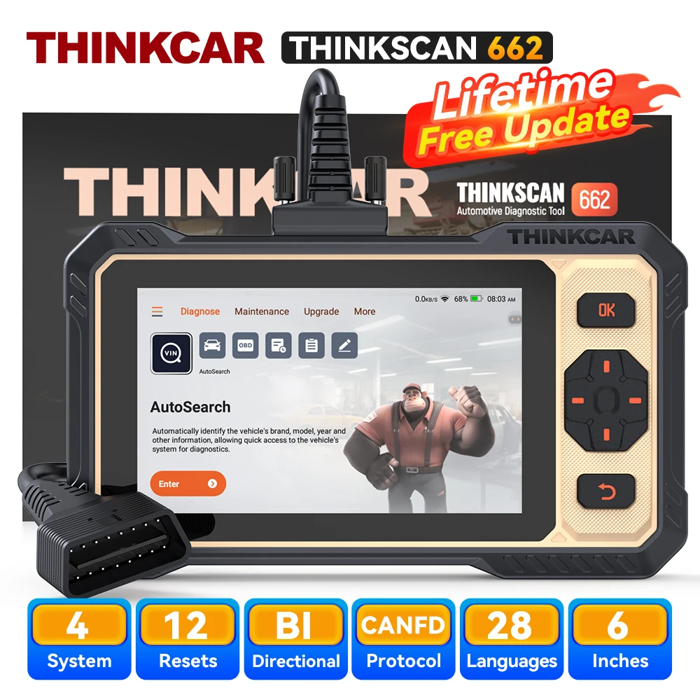 

Бесплатное обновление на всю жизнь THINKCAR THINKSCAN 662 OBD2 сканер CANFD Двунаправленная проверка управления ECM/Трансмиссия/ABS/SRS диагностический инструмент системы
