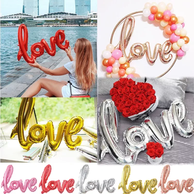 

Ligatures Love Letter Foil Balloon Anniversary Valentines Birthday Party Decoration Balloon wedding globos Supplies Photo Props