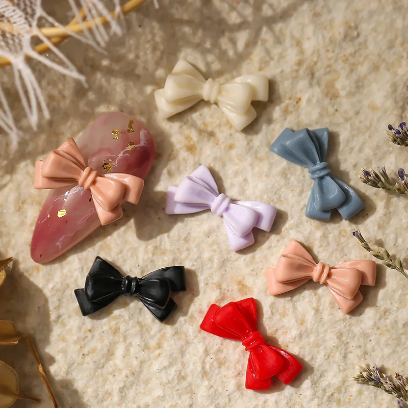 

50pcs Multicolor three-dimensional nail polish bow jewelry resin girl summer simple versatile Japanese nail decoration sticker