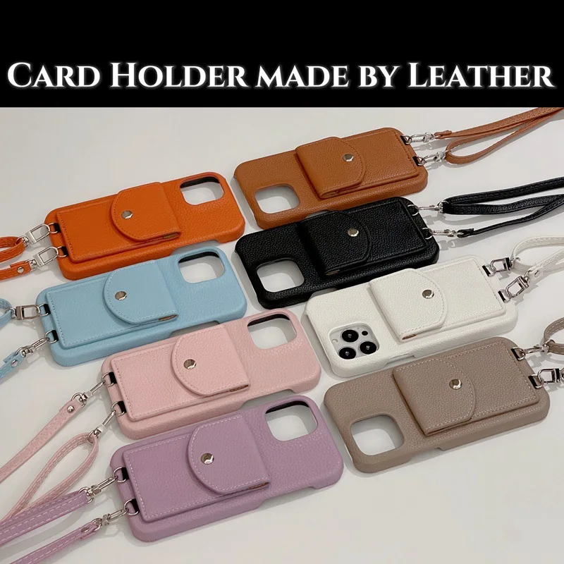 Fashion High-end Card Bag Diagonal Span Leather Protective Phone Case Cover for iPhone 14 13 12 11 Pro Max XS Max XS XR X 7 8