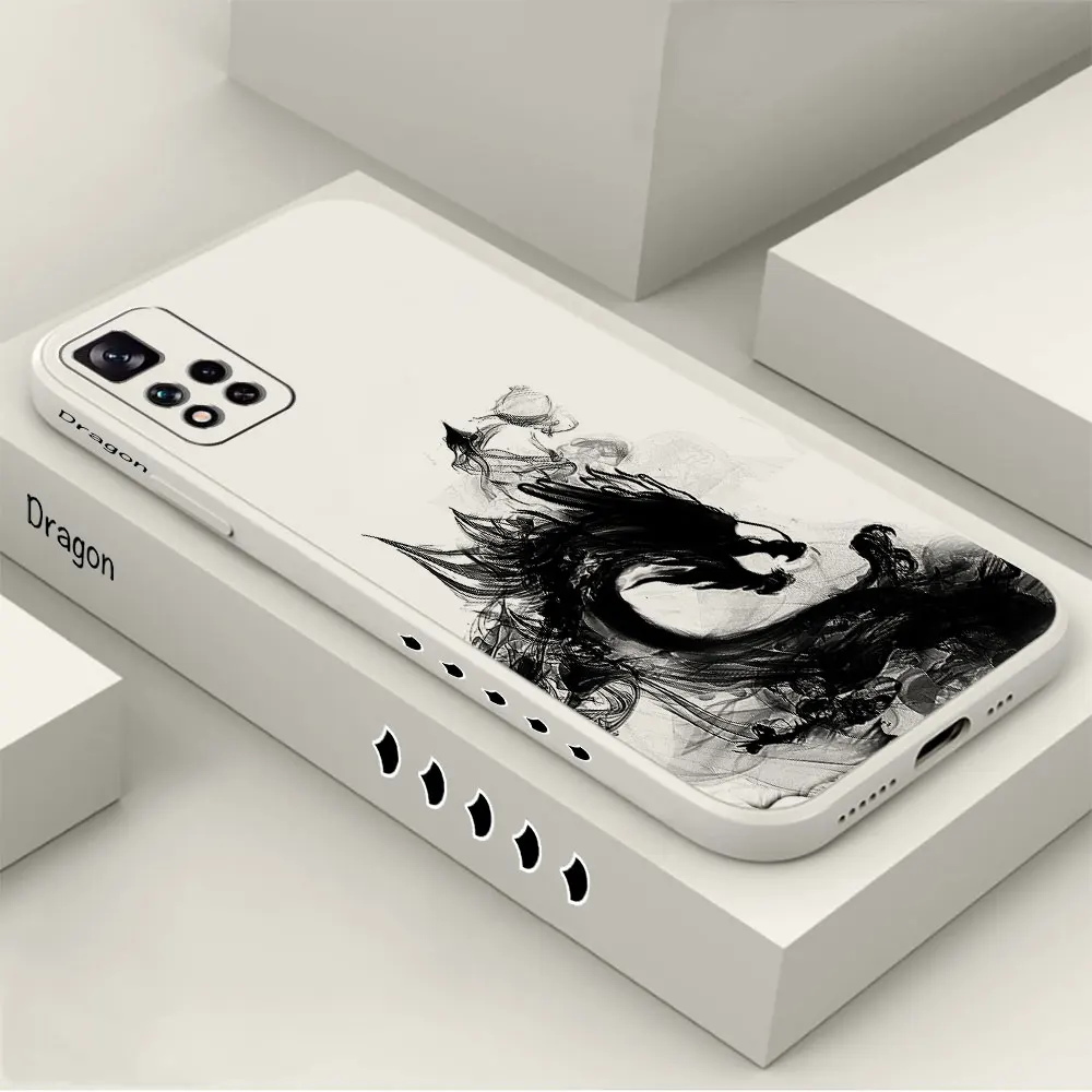 

Dragon Pattern Ink Brush Painting Phone Case For Redmi Note 12 11 11T 11R 11E 11S 10 10T 9 9S 9T 8 7 7S Pro Plus Max 4G 5G Cover