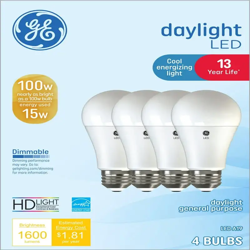 

LED Light Bulbs, 100 Watt Eqv, A21 Bulbs, 13yr, Medium Base, 4pk Rgb flashlight Nm uv flashlight Boruit Flashlight Uv light Bla