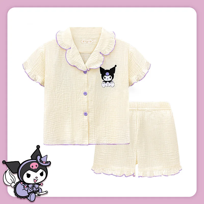 

Kawaii Anime Sanrios Kids Pajamas Summer Thin Cotton Short Sleeve Parent-Child Set MyMelody Kuromi Cinnamoroll Cartoon Homewear
