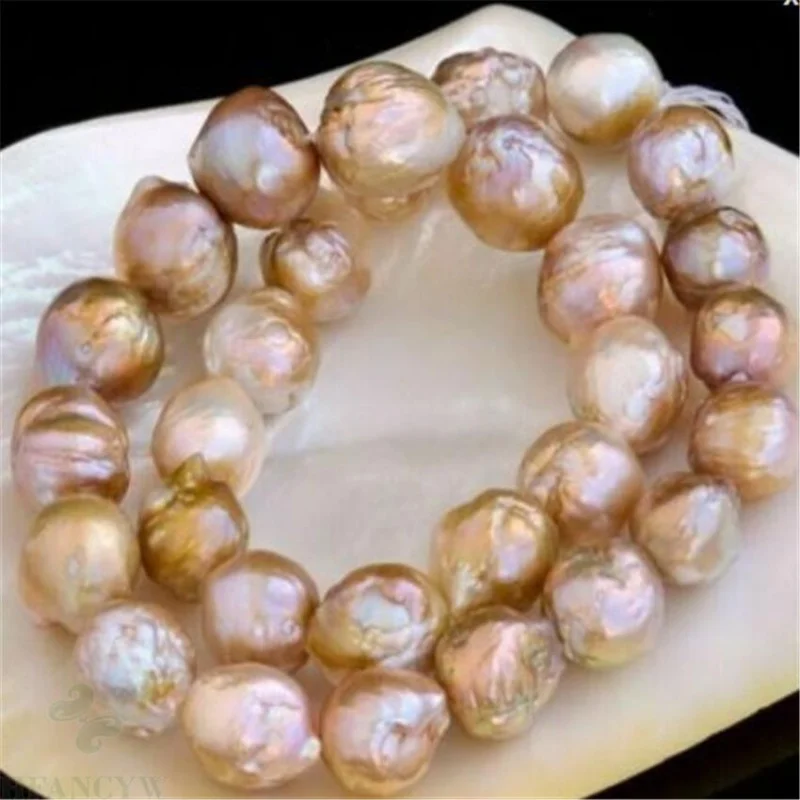 

12-13mm Natural Pink Baroque Pearl Necklace 14K Clasp 18inch Women teardrop wedding AAA gorgeous cultured