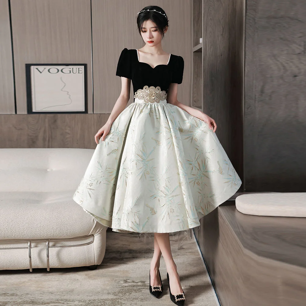 

French Evening Dress Skirt Women'S New Banquet Engagement Wedding High-End Elegant Guest Long Dress Korea Japan