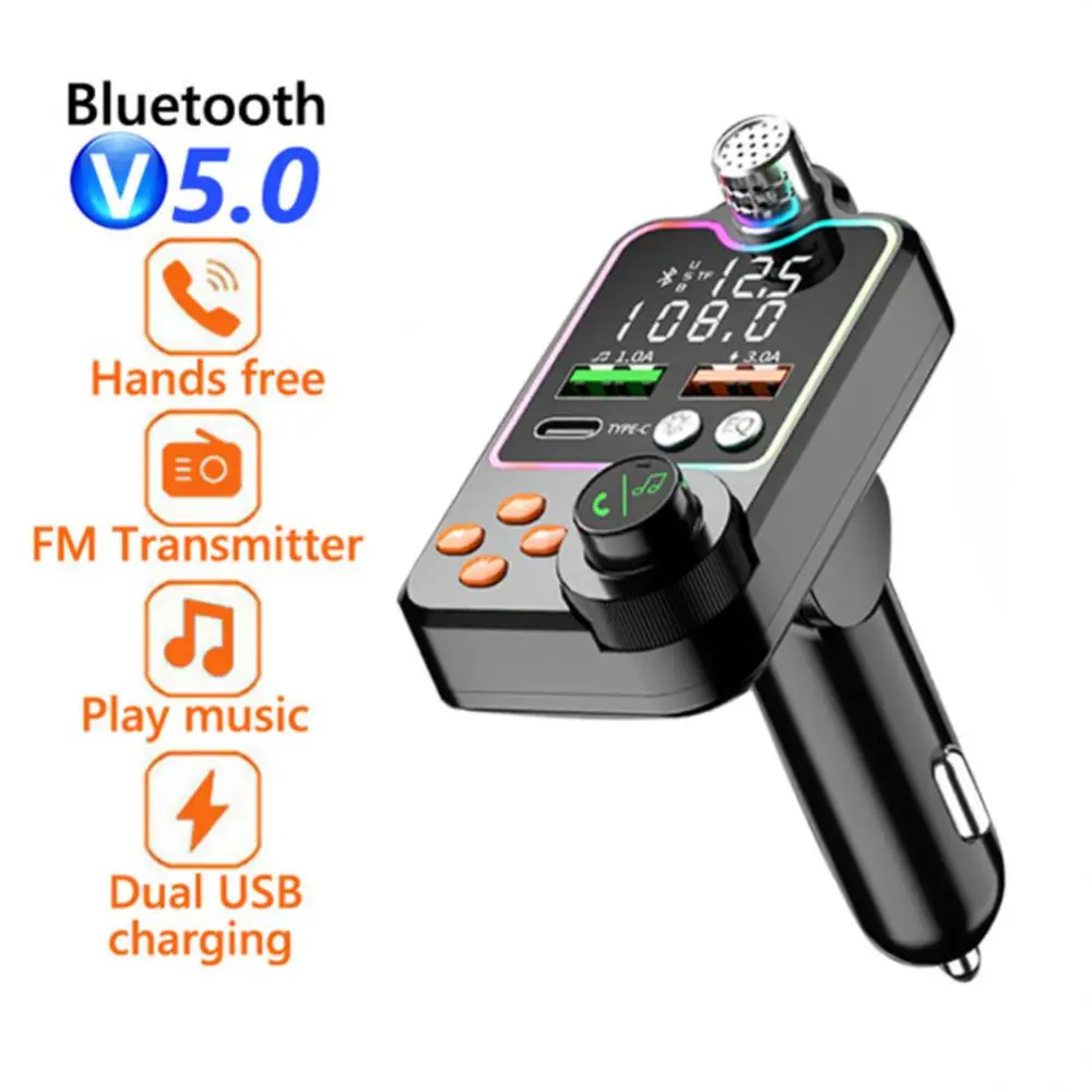 

FM-трансмиттер автомобильный с поддержкой Bluetooth 5,0 и USB-портом