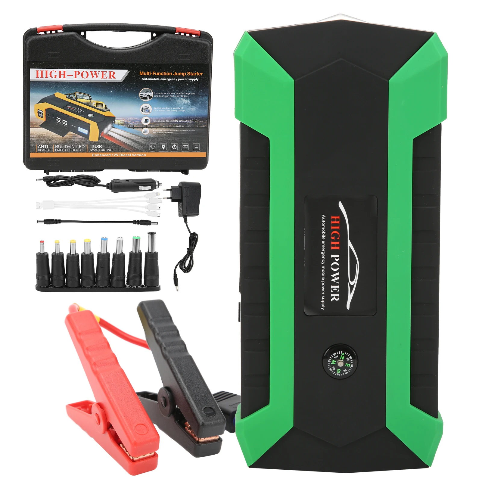 

Car Jump Starter LED Light Digital Power Display 20000mAh 12V 4‑USB Portable for Outdoor Emergency EU Plug 100‑240V