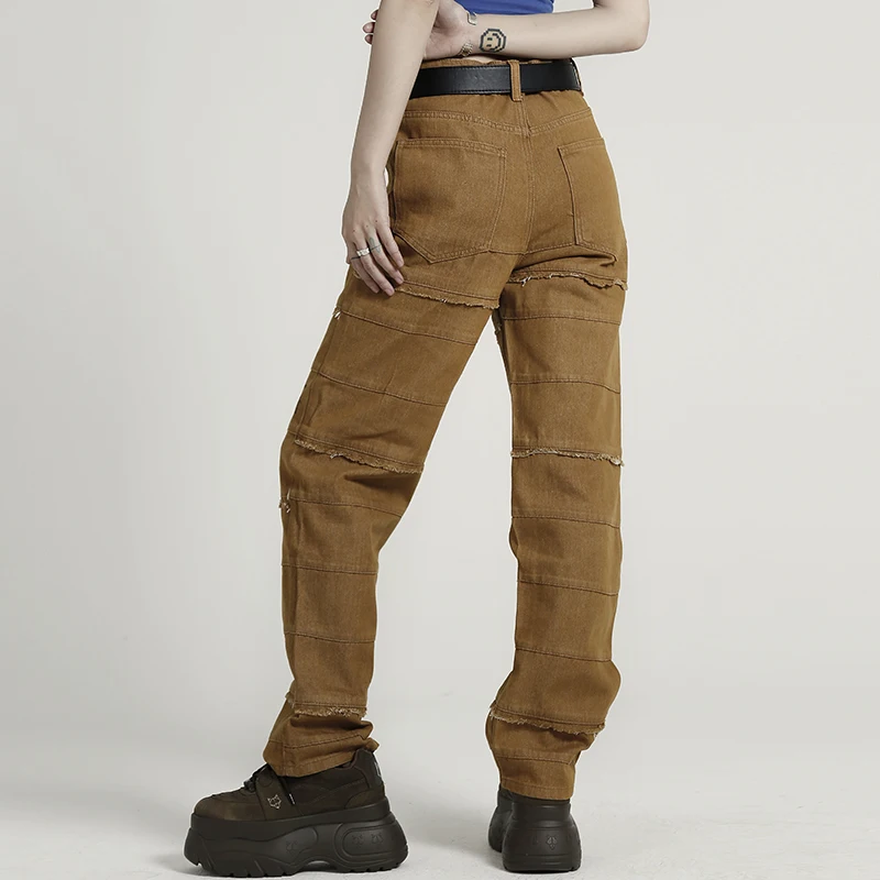 Four Seasons Men Jeans Striped Tassel Letter Embroidery Harajuku Retro Hip Hop Couple Jeans Street Ins Hot Sale Patchwork Jeans