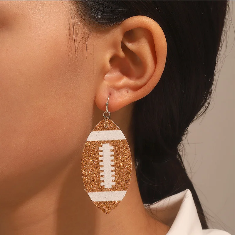 

Модные серьги в спортивном стиле, серьги-гвоздики в виде нишевого регби-мяча, блестящий шар, красочные кожаные серьги-гвоздики, оптовая прод...