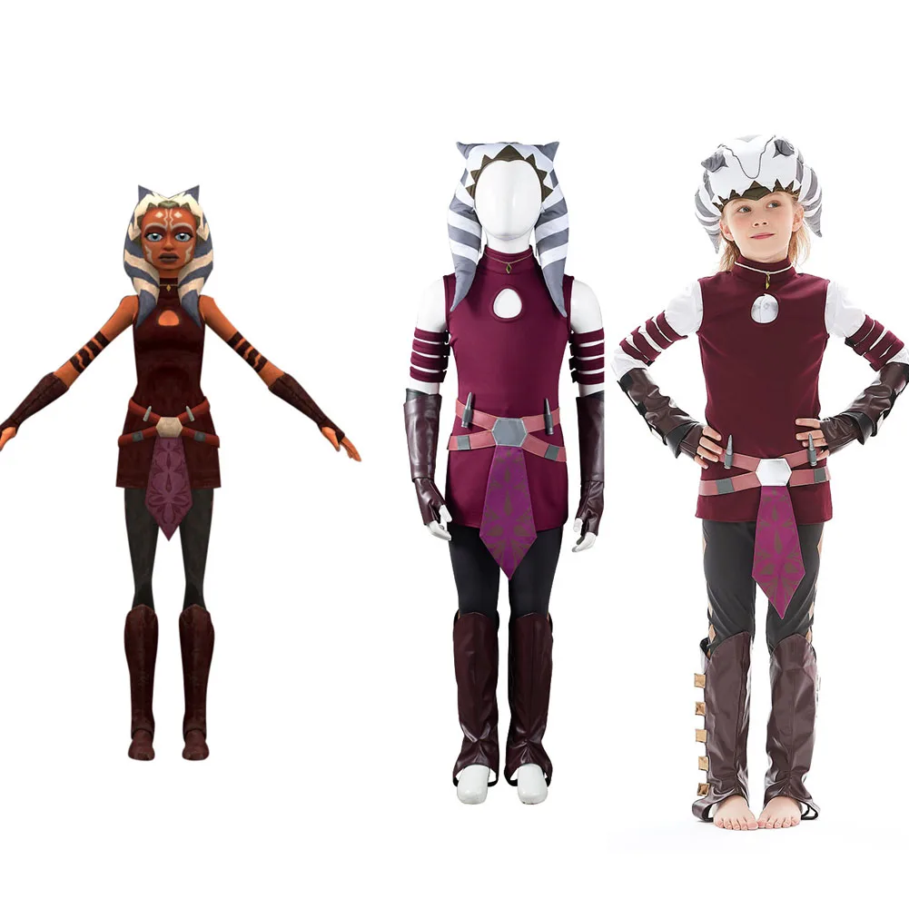

Kids Children Ahsoka Tano Cosplay Costume Top Pants Accessories Outfits Uniform Halloween Carnival Party Suit