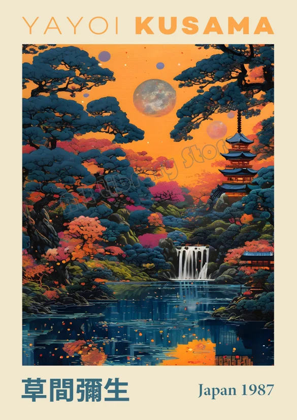 

Японский стиль геометрический горный пейзаж плакат на холсте