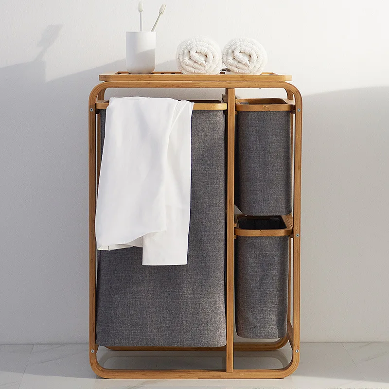 

Sortable Laundry Baskets Bathroom Dirty Clothes Basket Bathroom Storage Shelves Bamboo Wood Storage Cabinets Clothing Organizer