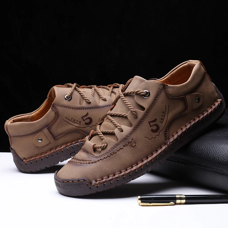 

2022 New Men Casual Shoes Leather Outdoor Walking Sneakers Fashion Male Leisure Vacation Soft Driving Shoes Sneakers Men Shoes