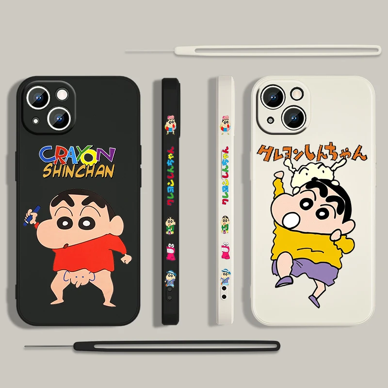 

Crayon Shinchan Japan Anime For Apple iPhone 13 12 Mini 11 Pro XS MAX XR X 8 7 6S SE Plus Liquid Left Rope Silicone Phone Case