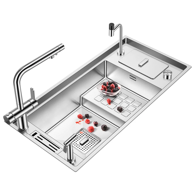 

Kitchen Sink, Stainless Steel Sink, Stepped Design, Fully Functional, Size 880x430x220mm 8843J ASRAS