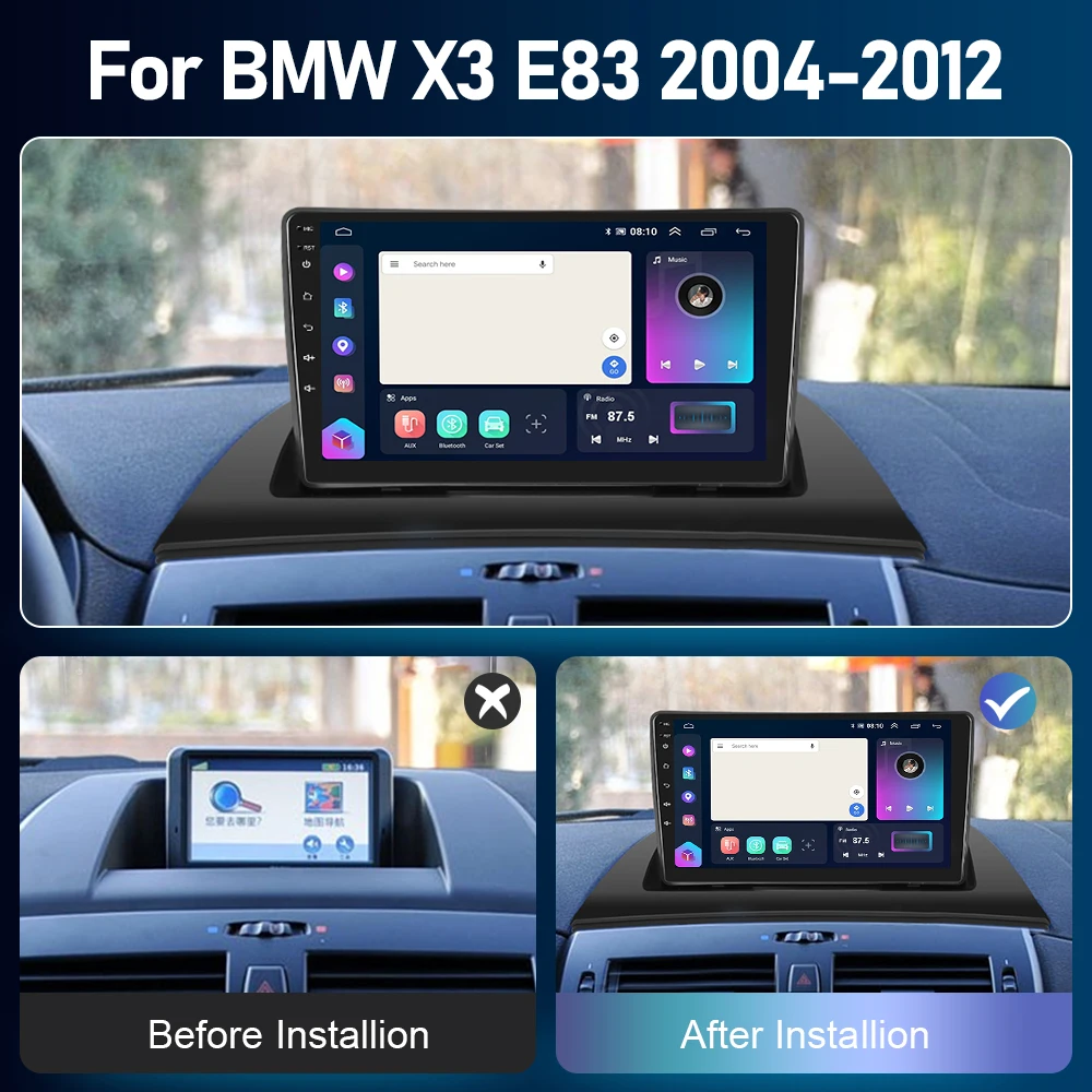 Автомагнитола Podofo 8 ГБ + 128 для BMW X3 E83 2004-2012 мультимедийный видеоплеер GPS-навигация