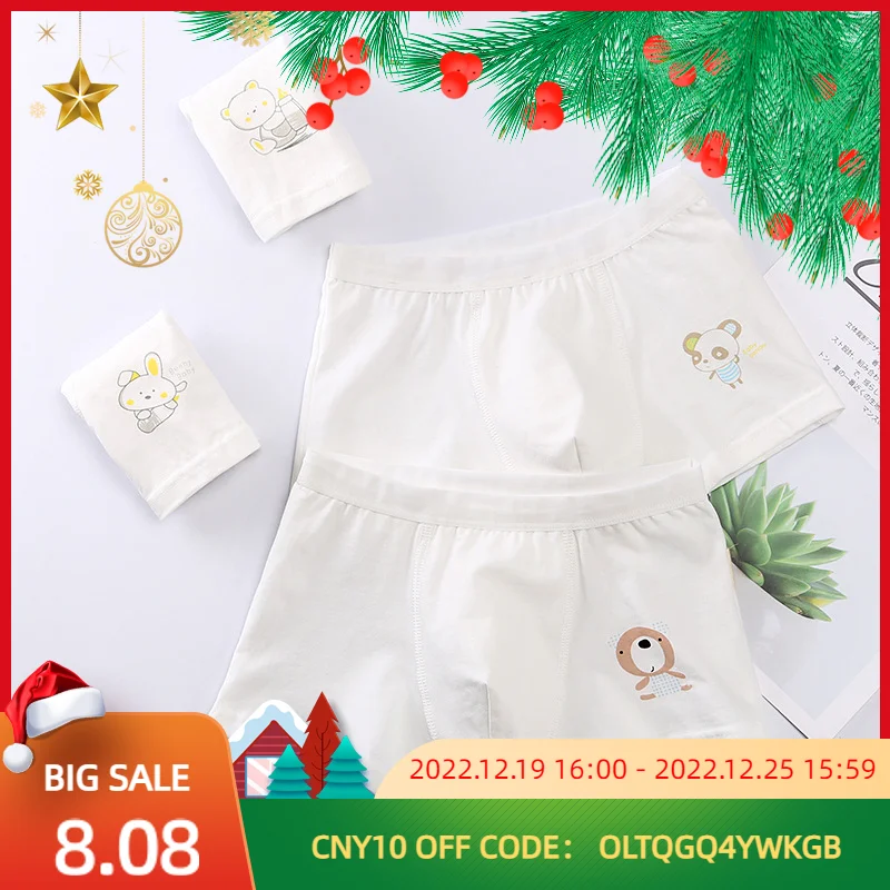 4PCS Boxers for Boy Pure Cotton Cartoon White U-shaped Crotch Panties Children's Underwear Boy 2 to 8 Years Wholesale and Retail