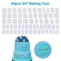 64pcsset plastic cookies fondant cutter alphabet letter biscuit printing mold cake decorating tool baking supplies
