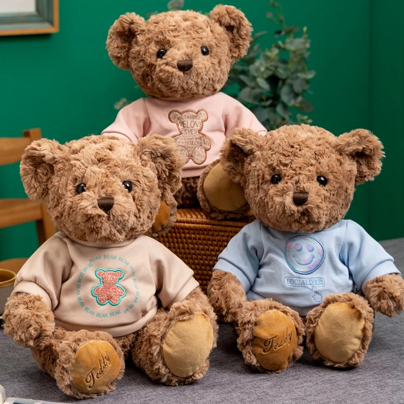 

30cm Hoodie Weared Stuffed Teddy Bear Kawaii Company Dolls Sleeping Pillow Bed Plush Toy Baby Birthday Gift