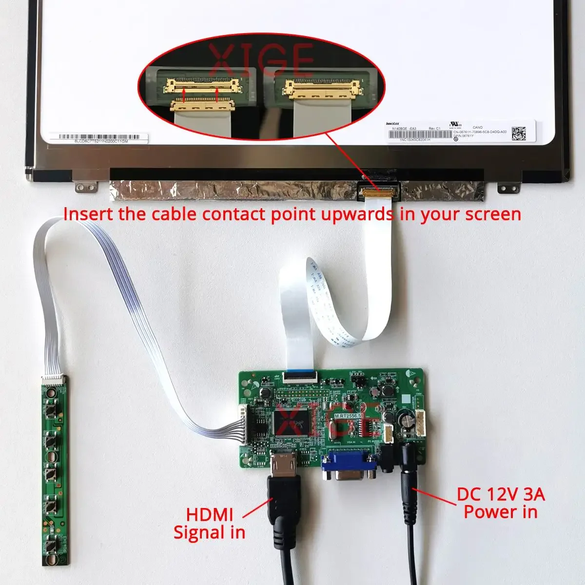 Фото Для B140XW01 B140XTN02 B140XTN07 B140XTN03 комплект платы контроллера привода экрана EDP 30-контактный монитор для ноутбука HDMI + VGA 1366*768 1366x768 №4