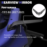 mtkracing rearview mirrors wind wing adjustable rotating side mirror winglet for yamaha yzf r6 r6 yzfr6 2017 2018 2019 2020 2021